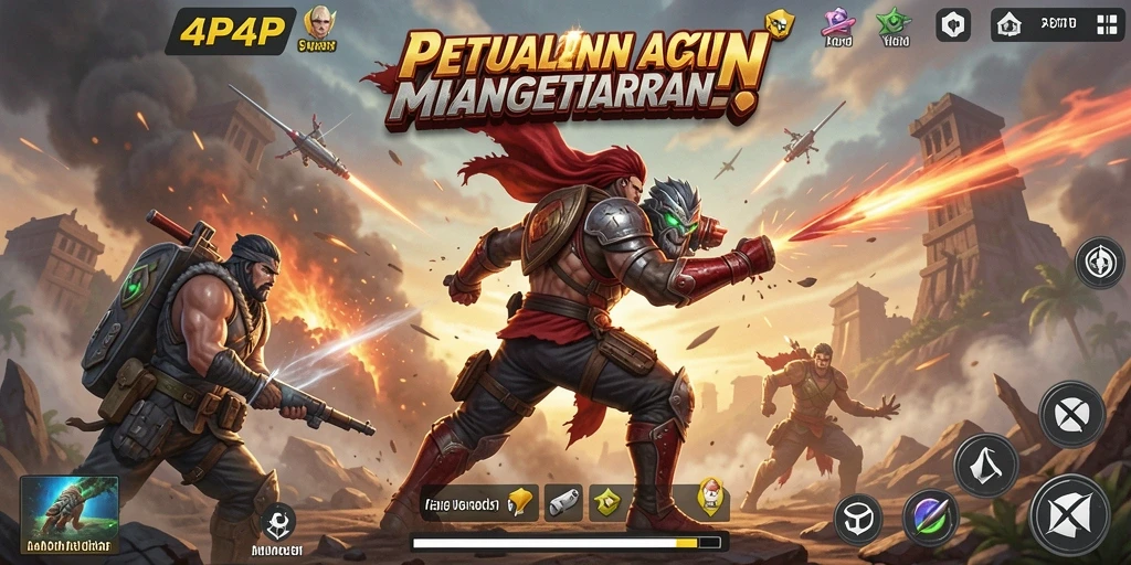 Tampilan gameplay seru dalam 4P4P dengan pertarungan aksi yang intens.