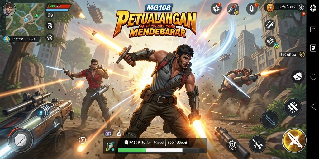 Tampilan gameplay MG108 yang mendebarkan dan penuh aksi.